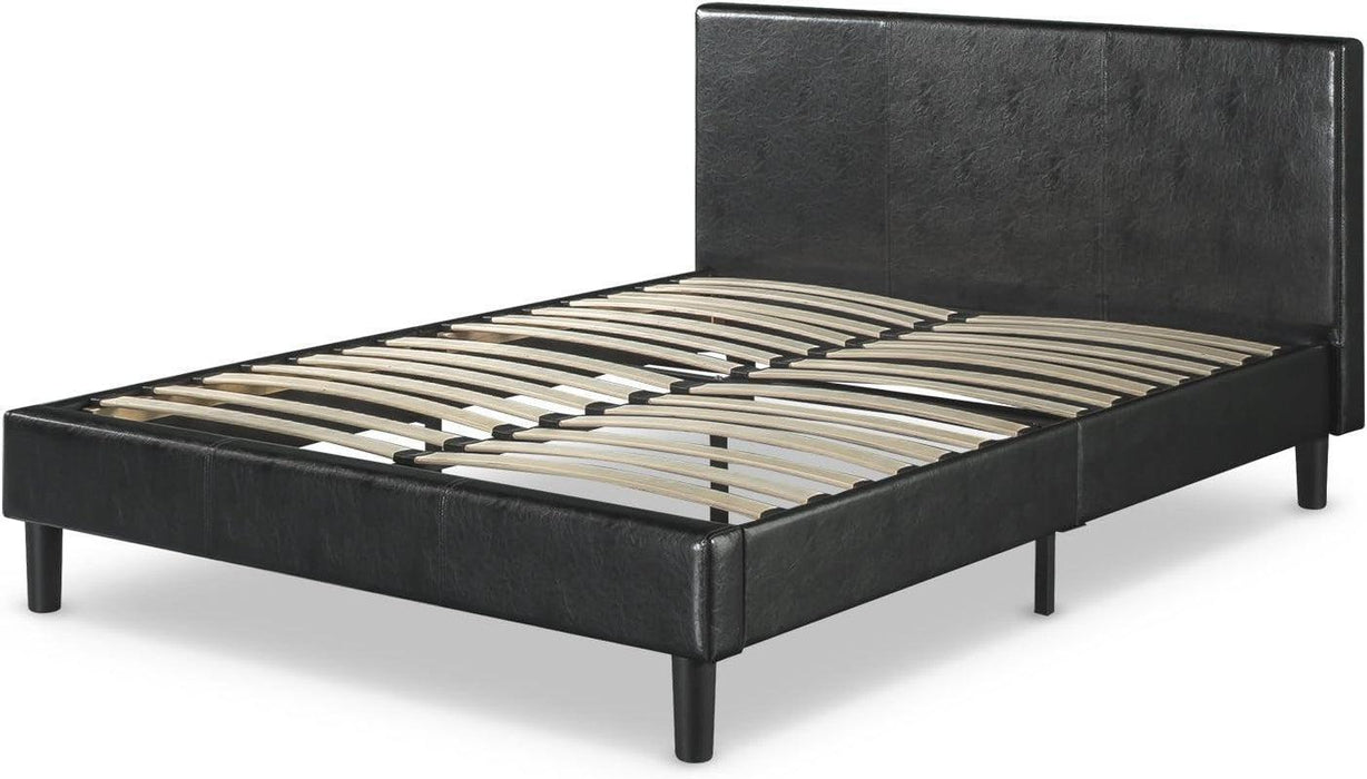 Jade Faux Leather Upholstered Platform Bed Frame, Mattress Foundation with Wood Slat Support, No Box Spring Needed, Easy Assembly, Queen