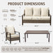 4 Piece Outdoor Patio Furniture Set, All Weather Wicker Conversation Set with 6" Thick Cushions, High Back Deep Seating Sofa & Armchairs, Outdoor Couch Set with Coffee Table for Backyard, Balcony
