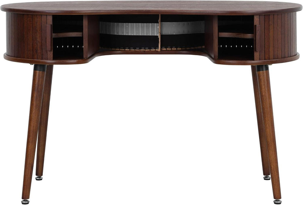 Ripple Desk Dark Walnut VerticalGroove Concealed Drawers