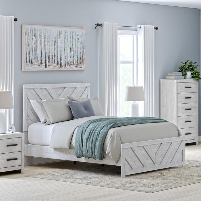 Signature Design by Ashley Cayboni Farmhouse Queen Panel Bed, Foundation or Box Spring Needed, Whitewash