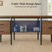 70.9" W X 27.6" D Office Desk with 3 Drawers, Modern Computer Desk with Storage, Home Office Desks with File Drawer, Privacy Panel, Large Executive Desk, Brown