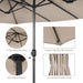 15Ft Double-Sided Patio Umbrella, Outdoor Extra Large Umbrella W/Hand-Crank System & Air Vents, Market Twin Umbrella W/ 12-Rib Sturdy Metal Frame for Poolside, Garden Backyard (Beige)