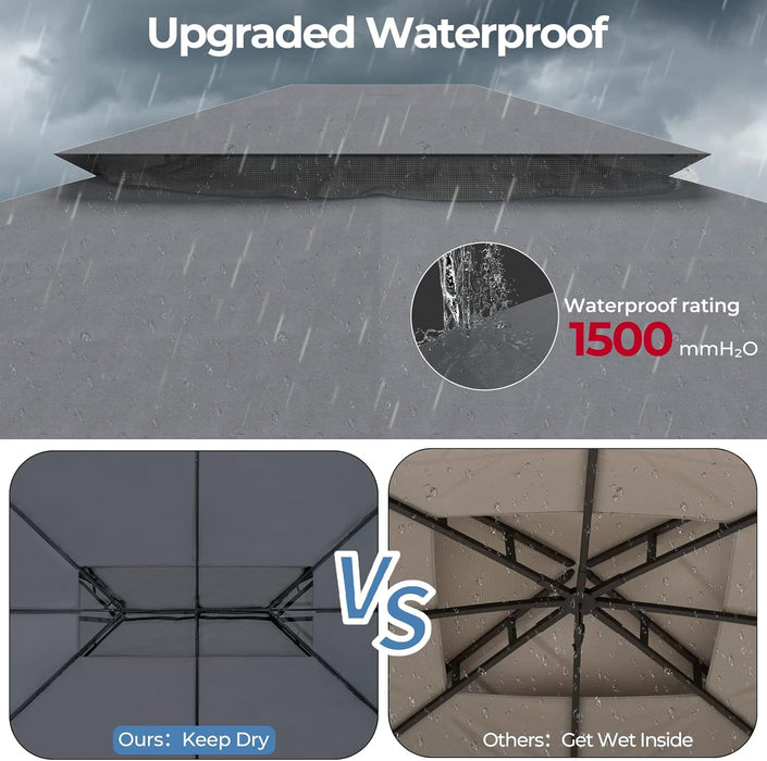 Durable Outdoor Gazebo 10x13 Ft Weatherproof Roofs