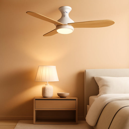 Wood Solid-Wood 42-Inch White Ceiling Fan RemoteControl