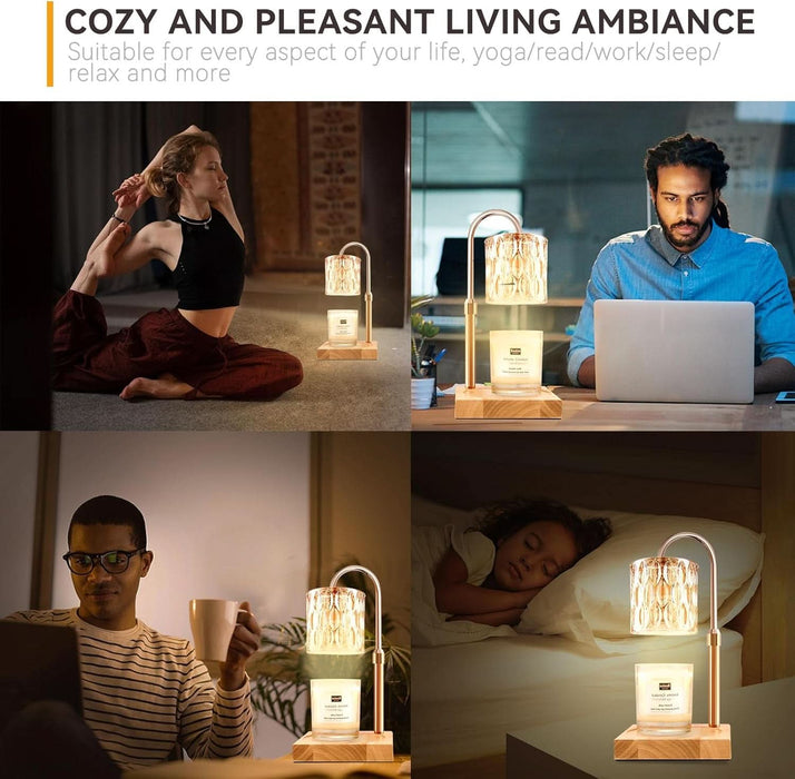 Candle Warmer Lamp with 3 Bulbs, Adjustable Height Dimmable Candle Warmer with Timer, Compatible with Large Jar Candles, Candle Lamp with Charming Gift Box Ribbon for Her/Him(2 Pack)