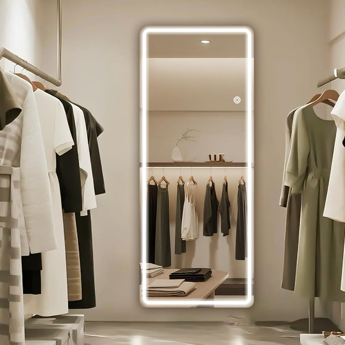 56"X20" Dimmable 3-Color LED Full Length Floor Body Mirror