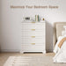 White 4 Drawer Dresser Modern Farmhouse Bedroom Storage Chest