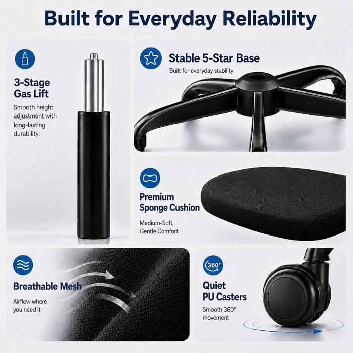 Ergonomic Office Chair for Lower Back Relief, 4-Way Lumbar, 330 LBS