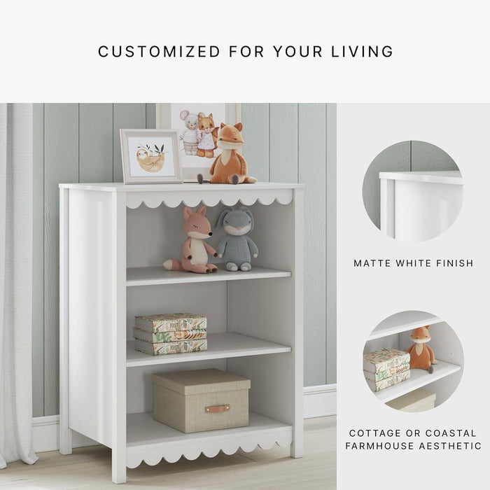 White 3-Tier Freestanding Bookcase With Adjustable Shelves