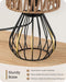 Small Bedside Lamp, Boho Table Lamp with Handwoven Paper Lampshade & Black Metal Base, Rattan Desk Lamp, Modern Nightstand Lamp for Bedroom, Living Room, 2700K LED Bulb Included, HW06TL05