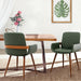 Mid Century Modern Faux Leather Dining Chairs Set of 2, Green, Upholstered Seat, Metal Legs, Adjustable Foot for Kitchen Dining Room Desk Chairs
