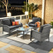 4-Piece Outdoor Patio Conversation Set, Backyard Furniture W/Loveseat, Coffee Table, Wicker Frame - Gray/Black