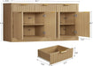 Large Buffet Cabinet with Storage & Drawers, Sideboard Cabinet with 2 Adjustable Shelves & 4 Doors, Coffee Bar Station, Kitchen Storage Cabinets, Natural