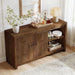 55.11-Inch Sideboard Buffet Cabinet, Farmhouse Solid Wood Storage Cabinet with 2 Doors & Adjustable Shelves, Kitchen Cupboard with Open Shelves for Living Room (Retro Brown)