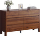 Walnut Dresser for Bedroom, 51" Mid-Century 7 Drawer Dresser with Wide Drawers and Wood Legs, Curved Edge Design, Modern Large Dressers & Chests of Drawers for Bedroom, Hallway.