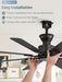 52 Inch Ceiling Fan No Light, 8 Blades Black Ceiling Fans without Lights, Quiet Rerverible DC Motor, 6Speeds, for Bedroom, Living Room, Home Office and Patio