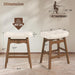 Bar Stools Set of 3, 24" Backless Saddle, Ivory Faux Leather