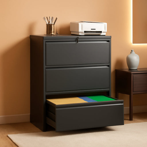 4 Drawer File Cabinets with Lock,Metal Lateral File Cabinets for Home Office,Steel Wide Filing Organization Storage Cabinets for Hanging Files Letter/Legal/F4/A4 Size Assembly Required(Black)
