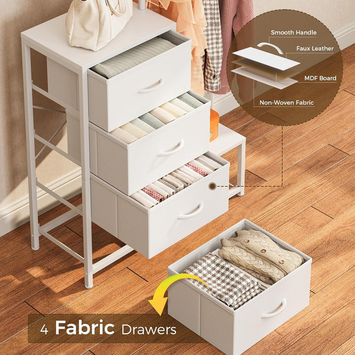 Multifunction White Dresser With Builtin Shoe Rack