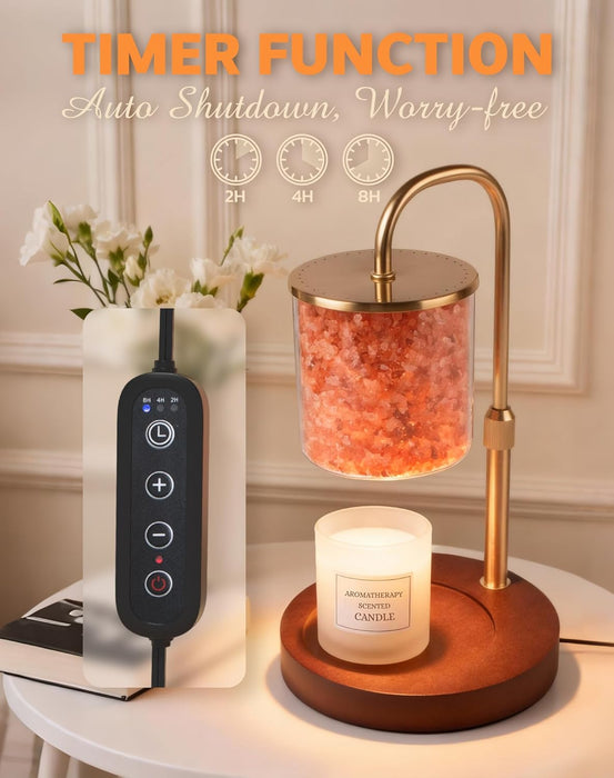 Candle Warmer Lamp with Himalayan Pink Salt, Timer & Dimmable Candle Warmer for Jar Candles, Birthday Gifts for Women Mom, House Warming Gifts, Candle Lamp Warmer for Home Decor