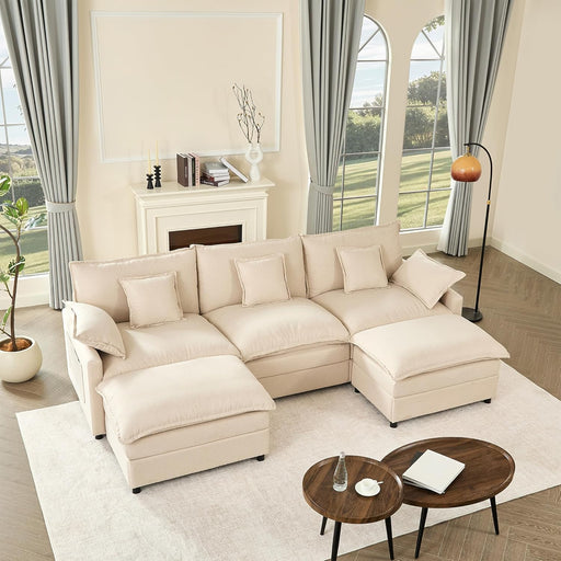 108-Inch U-Shaped Premium-Quality Sectional Sofa Beige