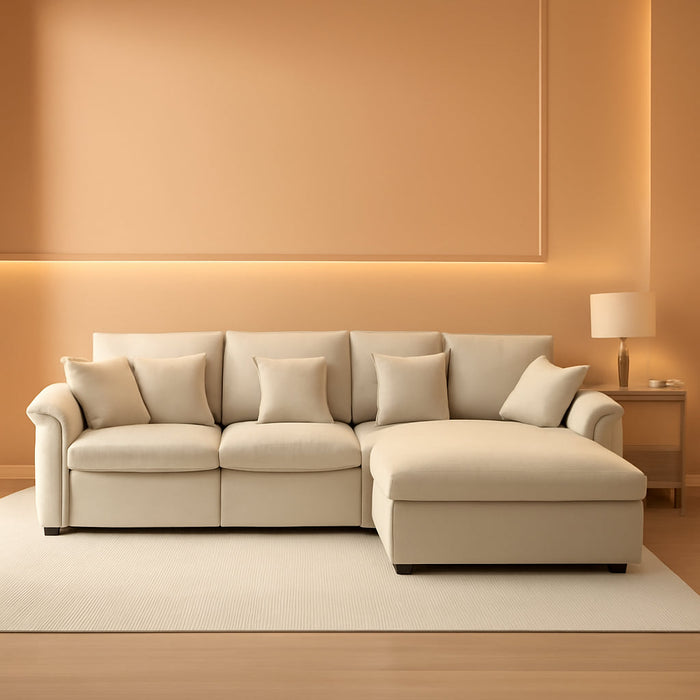 108-Inch U-Shaped Premium-Quality Sectional Sofa Beige