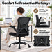 Ergonomic Office Chair with 90° Flip-Up Armrests and Adjustable Lumbar Support, Mid-Back Breathable Mesh Home Office Chair with 3.15” Thick Seat Cushion, 300Lbs Weight Capacity, 1PC, Black