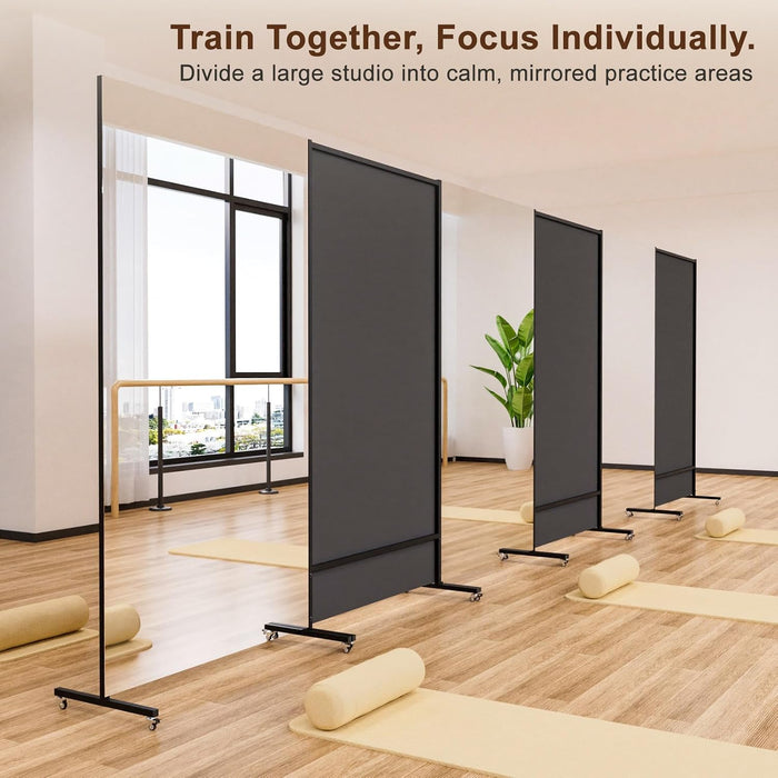 Full Length Stand Mirror on Wheels, Rect, 71X40 In