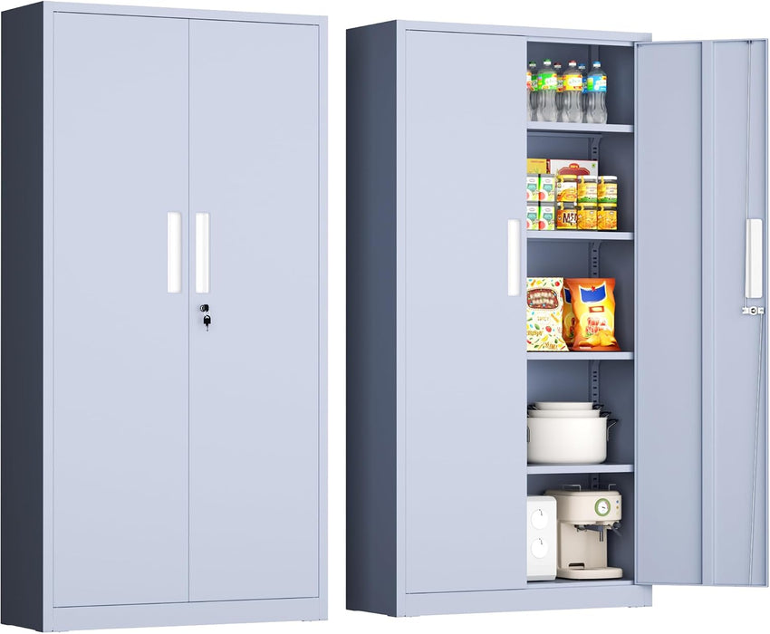 63-Inch-Tall Cement Gray Pantry Cabinet Kitchen Storage