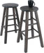 Element 2-Piece 24In Counter Stool Set, Oyster Gray Finish, Solid Wood, Modern Design