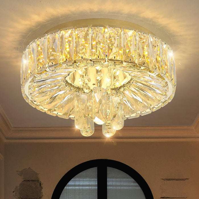 Mini Crystal Chandelier 11.8In Diameter Dimmable Light