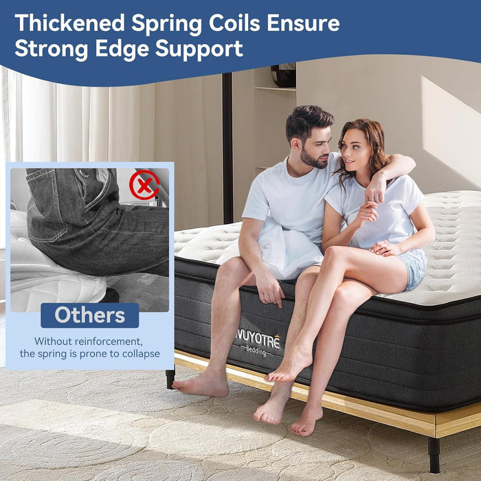 Full Size Mattress,10 Inch Memory Foam Hybrid Mattress in a Box,Cooling Gel Bed Mattresses with Reinforced Springs,Soft and Breathable,Back Pain Relief,Certipur-Us,Medium