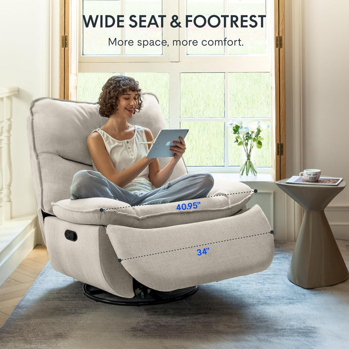 XRC7 Swivel Rocker Recliner Chair, 360° Swivel Oversized Armless Recliner with Oeko-Tex Certified Three-Proof Fabric, Award-Winning Design, Gaming Chair for Living Room Gaming Room, White