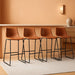 Counter Height Bar Stools Set of 4, Modern Counter Stool Faux Leather Barstools with Back, 26 Inch Seat Height Island Stools Countertop Comfortable Brown Bar Chairs with Metal Legs