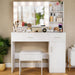 Vanity Desk with Mirror and LED Lights,Vanity Desk with 3 Drawers & 3 Storage Shelves,Vanity Table with Chair,Three Adjustable Lighting Modes,Bedroom Vanity,White