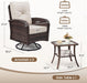 2 Luxury Outdoor Swivel Wicker Glider Patio Chairs with Table Set, Overstuffed Washable Cushions, Ideal for Porch, Balcony, Deck, Brown Rattan and Beige Cushions
