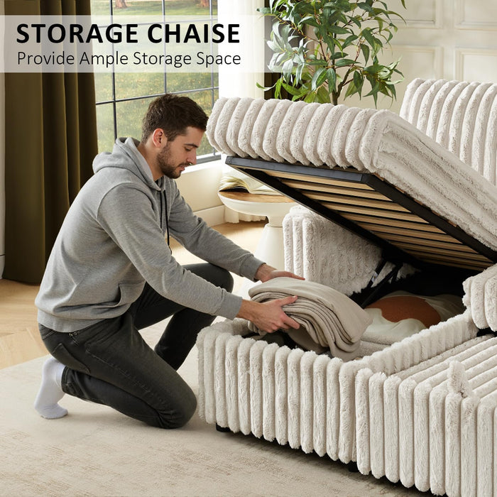 Beige 81Inch Ultra SleeperSofa With Charging Station