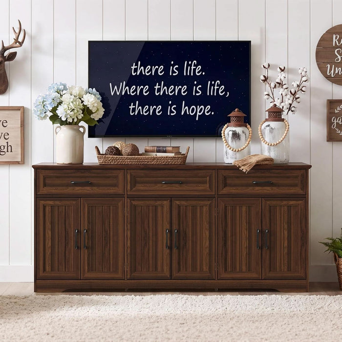 70" Buffet Cabinet with Storage, Large Modern Farmhouse Sideboard