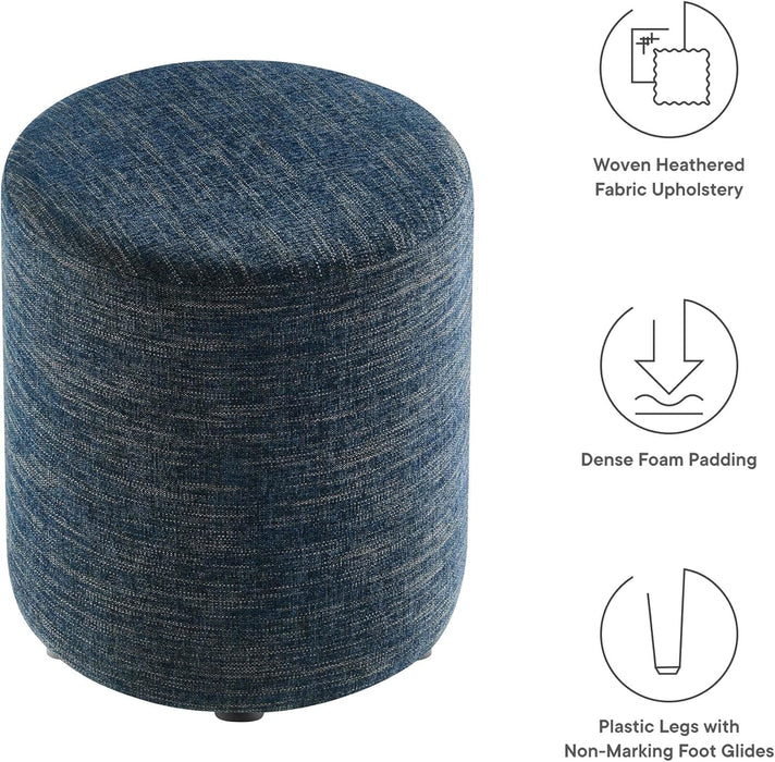 16" round Woven Heathered Fabric Upholstered Upholstered Ottoman