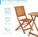 3-Piece Acacia Wood Bistro Set, Folding Patio Furniture for Backyard, Balcony, Deck W/ 2 Chairs, round Coffee Table, Teak Finish - Natural