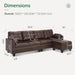 Faux Leather Sectional Sofa Couch Reversible L Shaped Couch Sofa 4 Seat Sofa Sectional Couch for Small Apartment