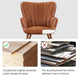 PU Leather BarrelShapedContoured Armchair Brown Metal Legs