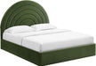 Solana Full Size Performance Velvet Platform Bed in Moss Green – Upholstered Double Bed Frame with Soft Arch Shaped Padded Headboard – Plinth Base Platform Bed Frame