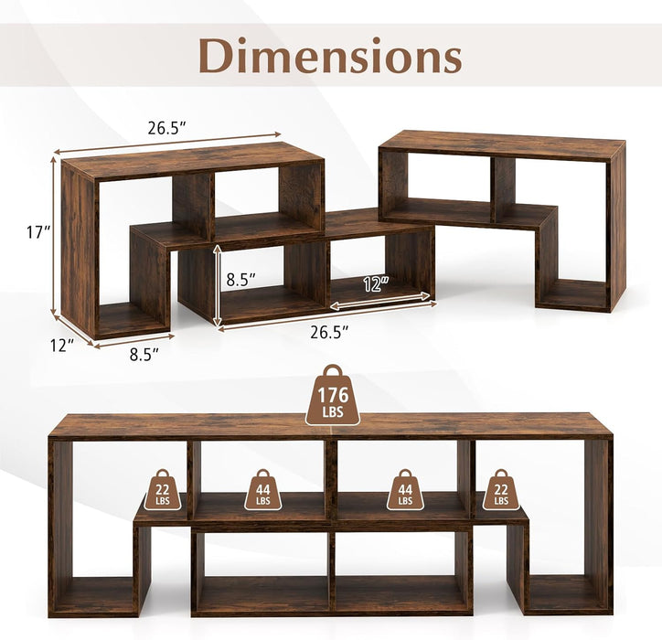 Free-Combination TV Stand for Bedroom - Entertainment Center for 50 55 60 65 Inch TV, 3-Piece Media Console Table with Storage Cubes, Deformable Open Storage Bookcase Shelf (Brown)