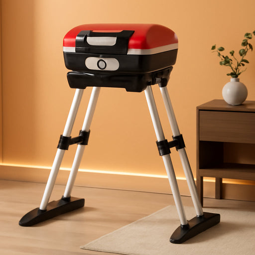 Petite Gourmet Portable Gas Grill with Versastand, Compact Portable Grill Propane, 150 Sq. In. Cooking Surface, 5,500 BTU Burner Small Gas Grills for Camping, BBQ, Adjustable Base, Handles