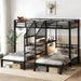 Metal Triple Bunk Bed JetBlackFinish IndustrialGrade