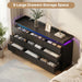 63" 9 Drawer Dresser with LED Light, Black