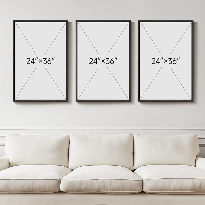 Framed Nature Landscape Canvas Triptych 24x36 Inches