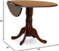 DLT-MAH-TP Dublin Dining Room Table - a round Solid Wood Table Top with Dropleaf & Pedestal Base, 42X42 Inch, Mahogany