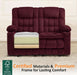 57" Power Loveseat Recliner, Electric Reclining Loveseat Sofa with Heat and Vibration, Cupholders, USB Charge Ports for Living Room 6314 (Burgundy, Loveseat)